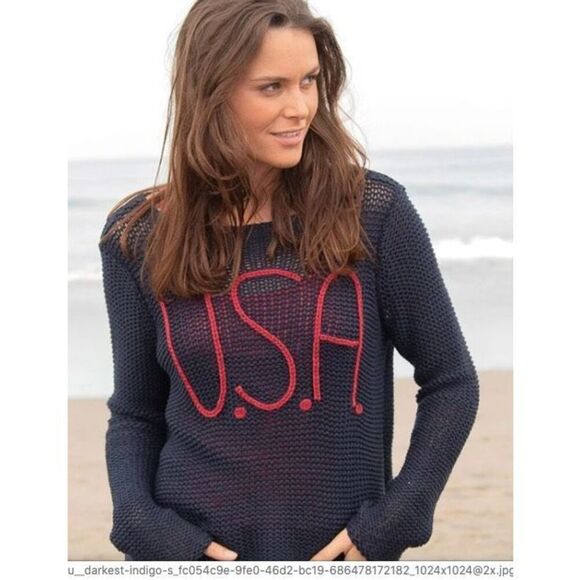 Wooden Ships Sweaters - Wooden Ships USA Sweater by Paola Buendia Size Small Patriotic